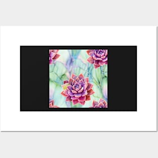 Watercolor succulent pattern Posters and Art